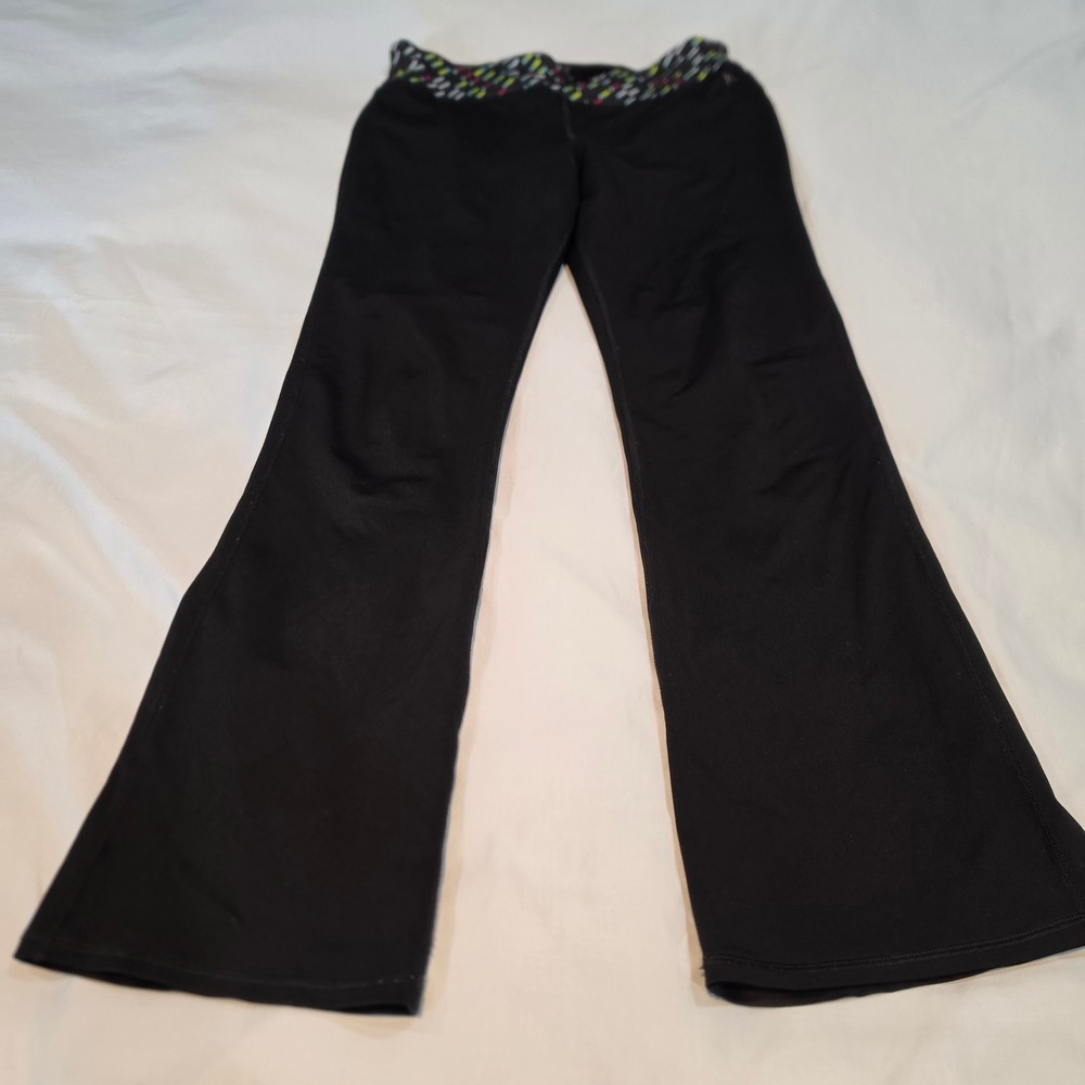 Danskin Now Yoga Pants Womens XL Black Good Dri-More Geometric Waistband Flare